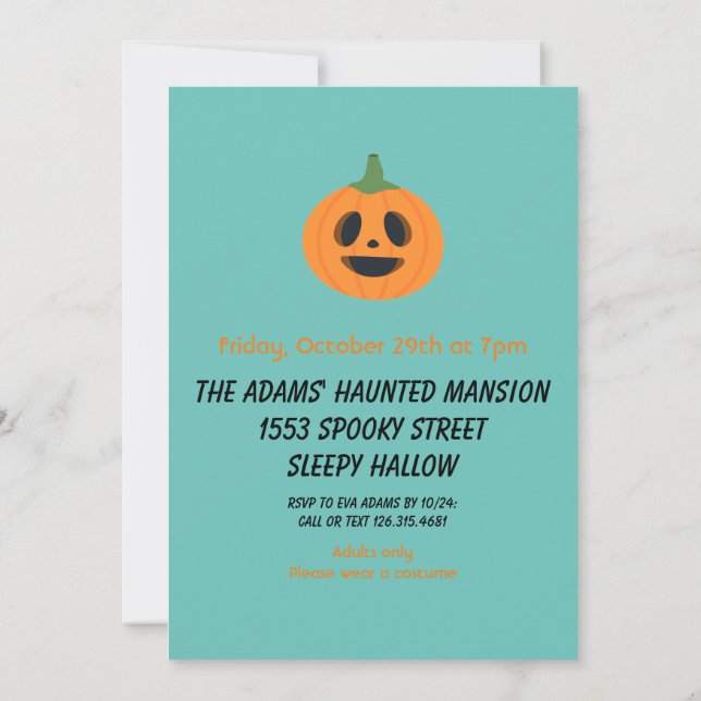 Invitation à la fête d'Halloween d'orange noir pou (Dos)