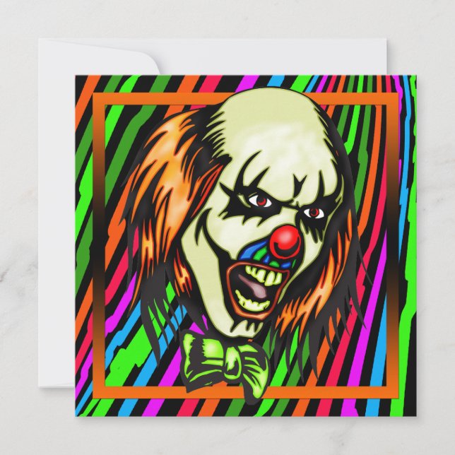 Invitation à la fête d'Halloween du Clown maléfiqu (Devant)