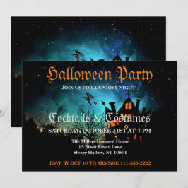 Invitation à la fête d'Halloween Éffrayante Sorciè