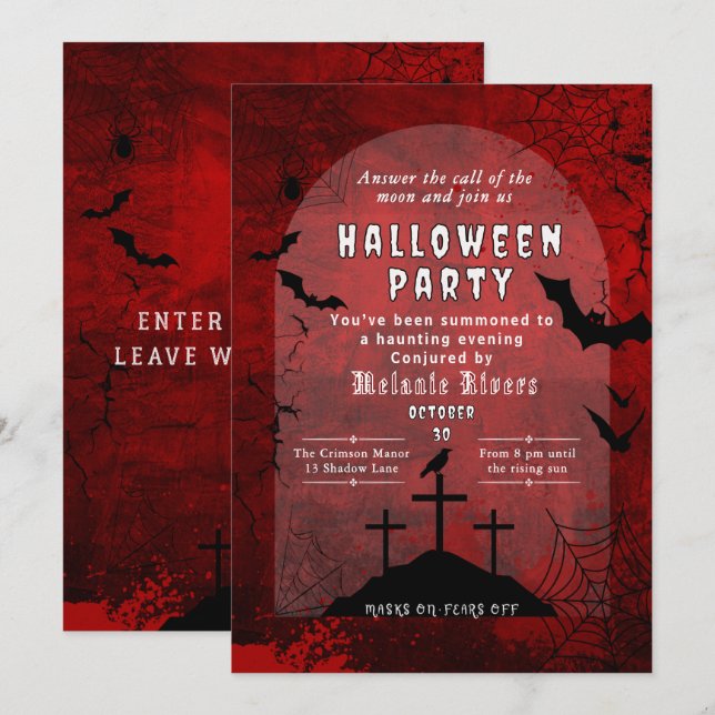 Invitation à la fête d'Halloween pour adultes - Ro (Devant / Derrière)