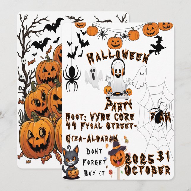 Invitation à la fête d'Halloween pour enfants (Devant / Derrière)