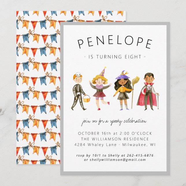 Invitation à la fête d'Halloween pour enfants (Devant / Derrière)