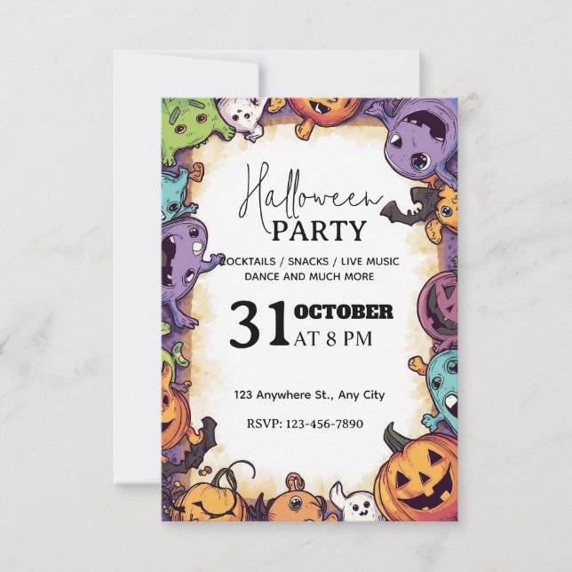 Invitation à la fête d'Halloween pour les enfants  (Devant)