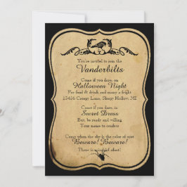 Invitation à la fête d'Halloween Raven Parchment n