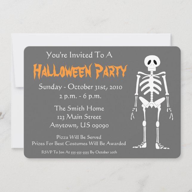 Invitation à la fête d'Halloween (Skeleton Grey) (Devant)