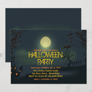 Invitation à la fête d'Halloween sous la lune pâle