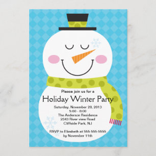 Invitation à la fête d'hiver de Cute Snowman