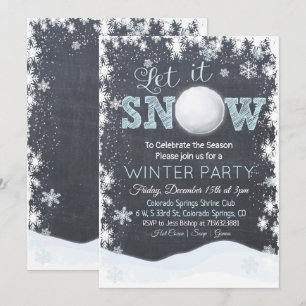 Invitation à la fête d'hiver Flocons de neige boul