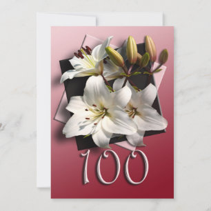 Invitation à la fête du 100e anniversaire - Lys bl