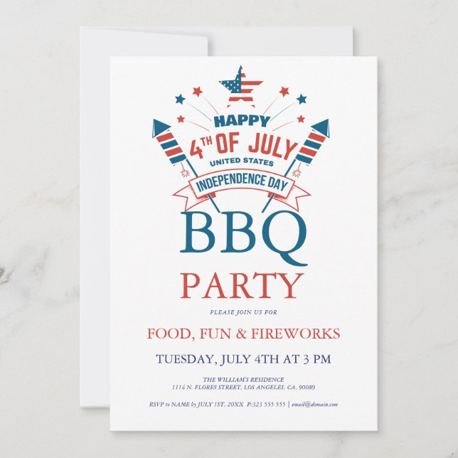 Invitation à la fête du 14 juillet avec barbecue e (Devant)