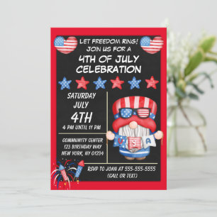 Invitation à la fête du 14 juillet avec un gnome