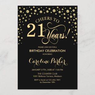Invitation à la fête du 21e anniversaire - Noir d'