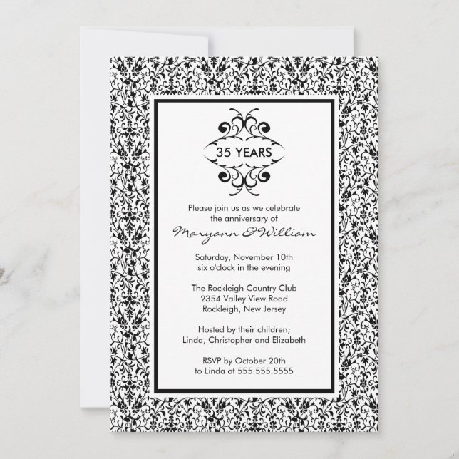 Invitation à la fête du 25e anniversaire Noir & Bl (Devant)