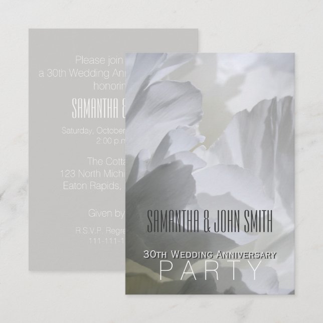 Invitation à la fête du 30e anniversaire de mariag (Devant / Derrière)