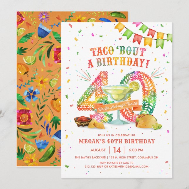 Invitation à la fête du 40e anniversaire (Devant / Derrière)