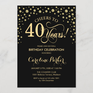 Invitation à la fête du 40e anniversaire - Noir d'
