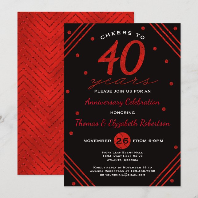 Invitation à la fête du 40e anniversaire, Rubis (Devant / Derrière)
