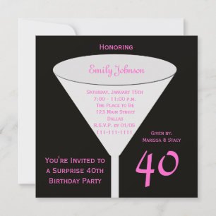 Invitation à la fête du 40e anniversaire Surprise