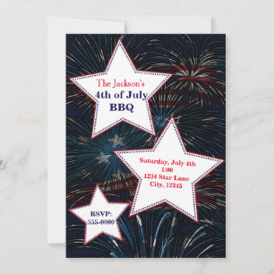 Invitation à la fête du 4 juillet FEUX D'ARTIFICE