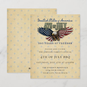Invitation à la fête du 4 juillet USA 250 Ans