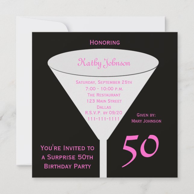 Invitation à la fête du 50e anniversaire surprise (Devant)