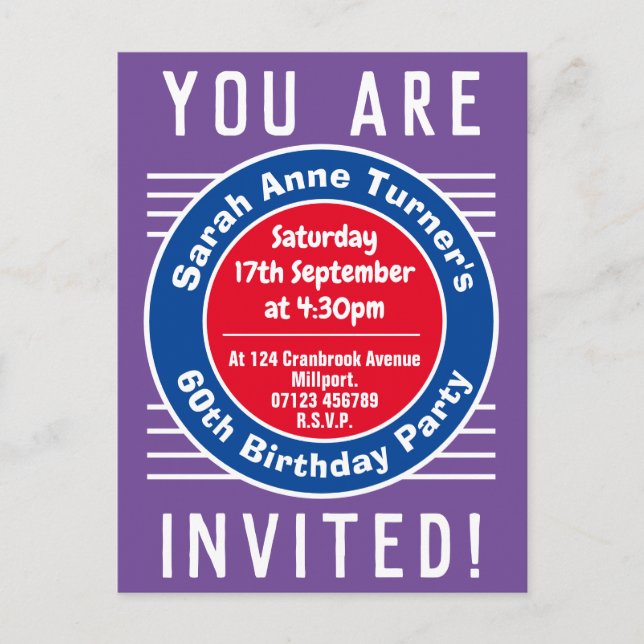 Invitation à la fête du 60e anniversaire (Devant)
