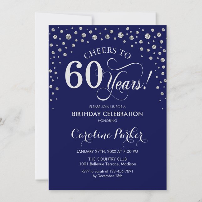 Invitation à la fête du 60e anniversaire - Silver  (Devant)