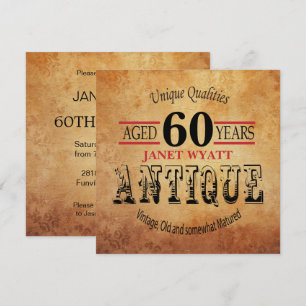 Invitation à la fête du 60e anniversaire   Vintage