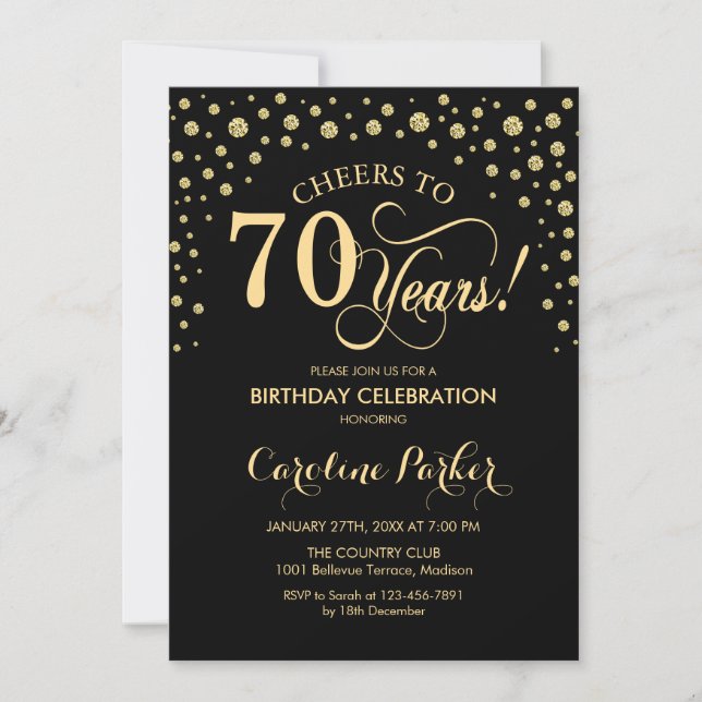 Invitation à la fête du 70e anniversaire - Gold Bl (Devant)