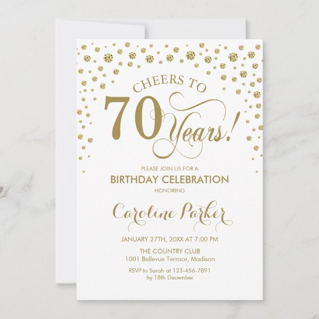 Invitation à la fête du 70e anniversaire - Gold Wh (Devant)