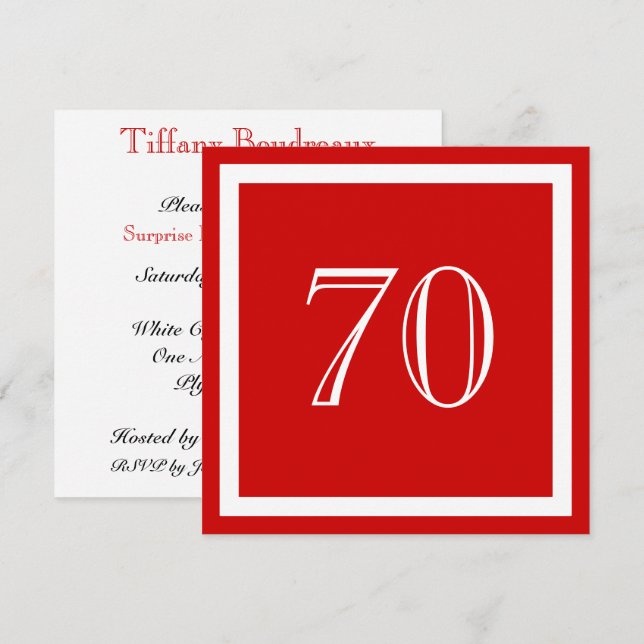 Invitation à la fête du 70e anniversaire - Rouge (Devant / Derrière)