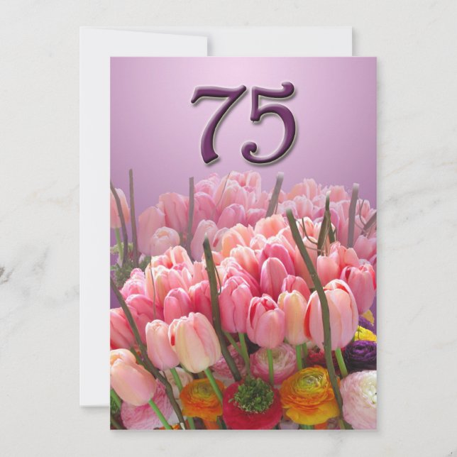 Invitation à la fête du 75e anniversaire - Tulips (Devant)