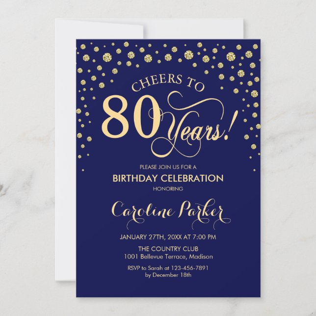 Invitation à la fête du 80e anniversaire - Gold Na (Devant)