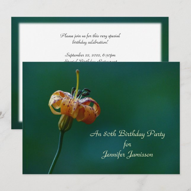 Invitation à la fête du 80e anniversaire, Lily Jau (Devant / Derrière)