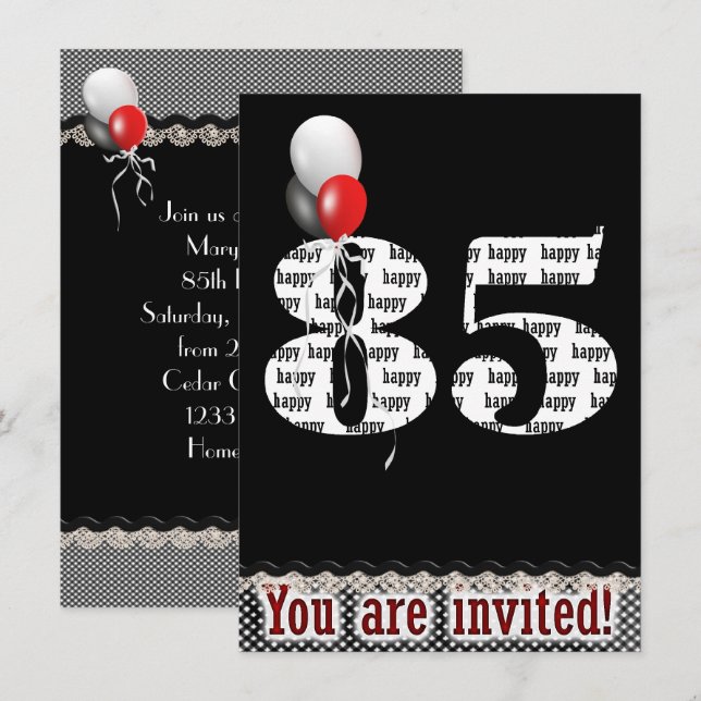 Invitation à la fête du 85e anniversaire (Devant / Derrière)