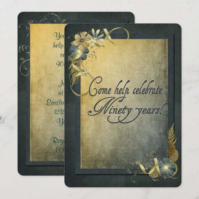 Invitation à la fête du 90e anniversaire (Devant / Derrière)