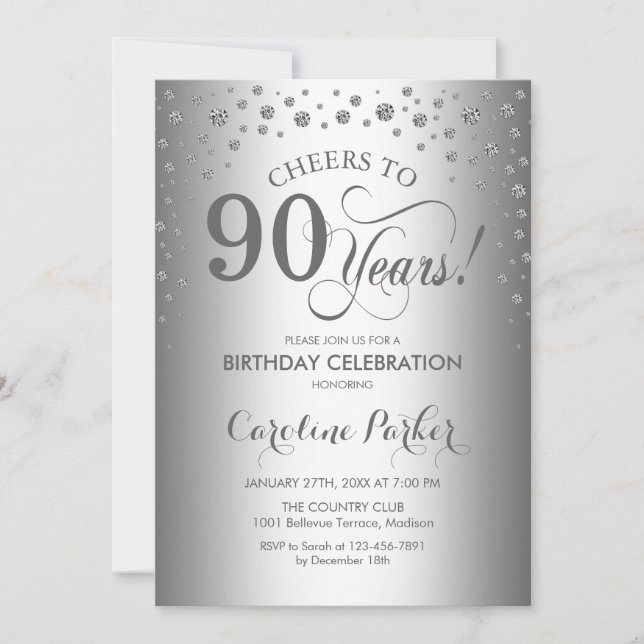 Invitation à la fête du 90e anniversaire - Argent (Devant)