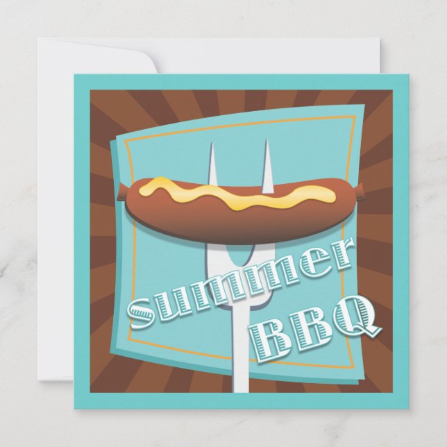 Invitation à la Fête du barbecue d'été de Hot Dog  (Devant)