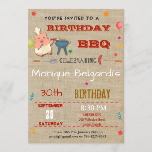 INVITATION À LA FÊTE DU BBQ D'ANNIVERSAIRE  TOUT Â