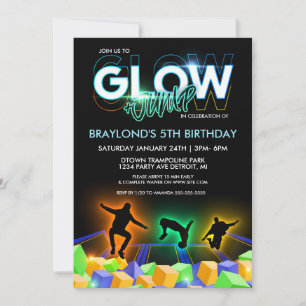 Invitation à la fête du Boys Glow Trampoline Park