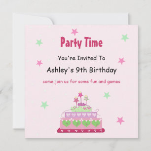 Invitation à la fête du gâteau d'anniversaire