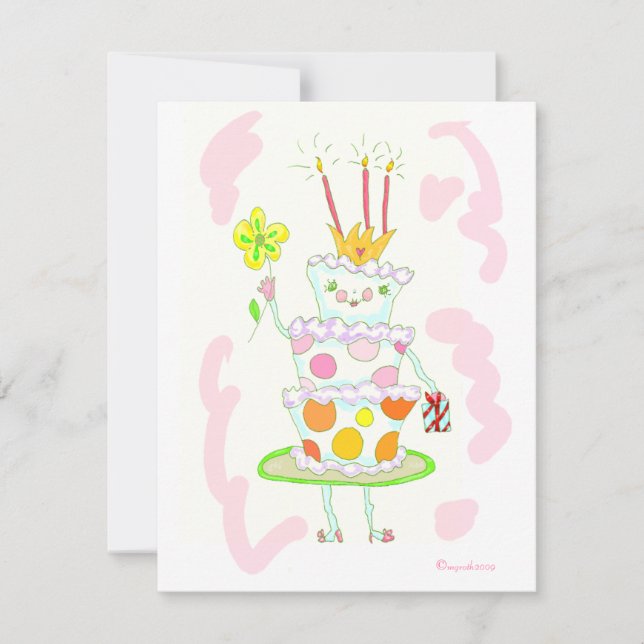 invitation à la fête du gâteau d'anniversaire (Devant)