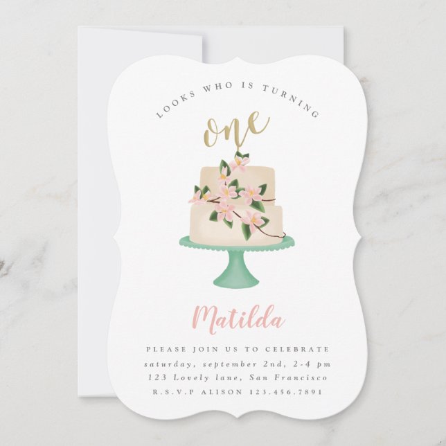 Invitation à la fête du gâteau du premier annivers (Devant)