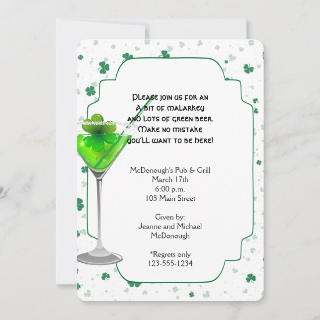 Invitation à la fête du Jour des Martini Vert St.  (Devant)