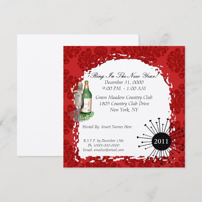 Invitation à la fête du Nouvel An (Devant / Derrière)
