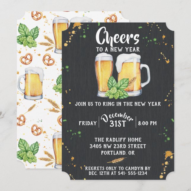 Invitation à la fête du Nouvel An dans le style de (Devant / Derrière)