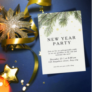 Invitation à la fête du Nouvel An Pine Branch Fe
