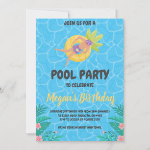 invitation à la fête du pool d'ananas