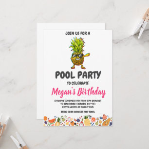 invitation à la fête du pool d'ananas