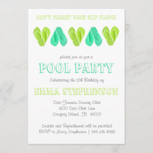 Invitation à la fête du pool Tournes de tongs bri